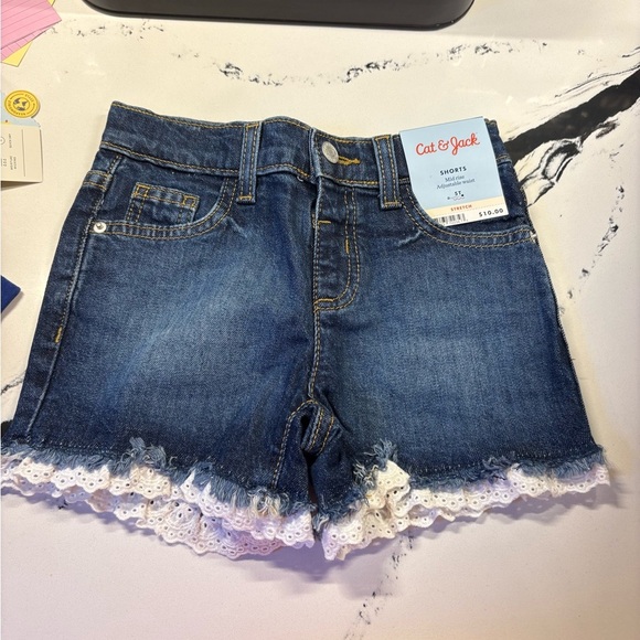 Cat & Jack Other - Cat & Jack Denim Shorts with White Lace Trim